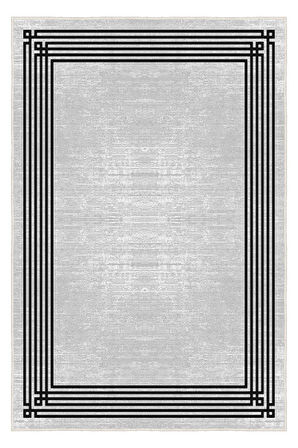 Sadelikte Derinlik Gri ve Siyahın Buluştuğu Halı- Kaymaz Taban