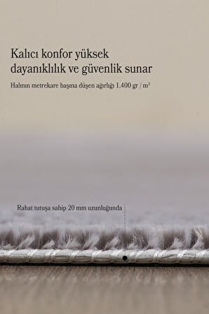 Modern Saçaklı Kaymaz Taban Tavşan Tüyü Kolay Temizlenebilir Yıkanabilir Salon Oturma Odası Yolluk Mutfak Halısı Açık Gri Renk