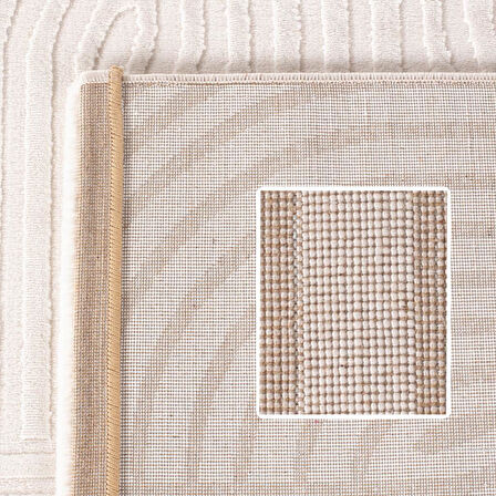 Kabartmalı Yumuşak Karo Desenli İskandinav Bohem Tarzı Halı Krem tonlarında