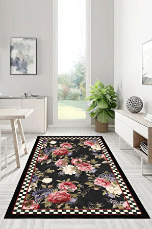 Her Adımda Bir Bahar Renkli Çiçeklerle Bezenmiş Kaymaz Taban Halı