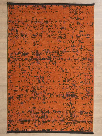Bohem Tarz Geometrik Desenli Pamuk Taban Turuncu Renk Şönil Kilim