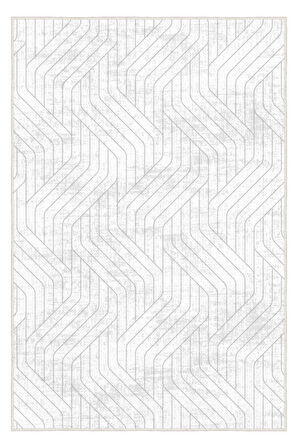 Minimalizmin Dinamiği Gri ve Beyazın Dansı Yıkanabilir Kaymaz Halı