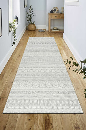 Modern Geometrik Tasarımlı Jüt Dokuma Loop Sisal Gri Renk Halı