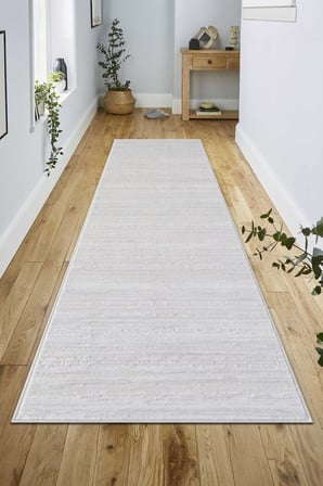 Pamuk Tabanlı Modern Tasarımlı  Sisal Çizgiili Krem Renk Halı