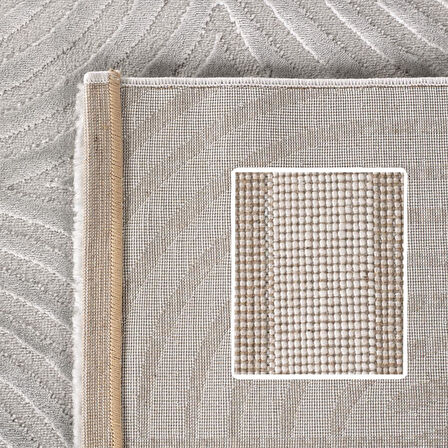 Kabartmalı Yumuşak Karo Desenli İskandinav Bohem Tarzı Halı Gümüş tonlarında