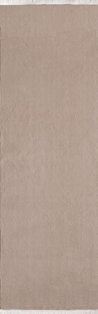 Modern Saçaklı Kaymaz Taban Tavşan Tüyü Kolay Temizlenebilir Yıkanabilir Salon Oturma Odası Yolluk Mutfak Halısı Açık Kahverengi Renk