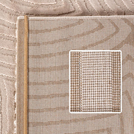 Kabartmalı Yumuşak Dalga Desenli İskandinav Bohem Tarzı Halı Bej tonlarında