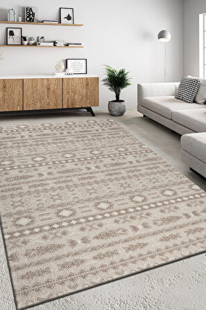 Modern Tasarımlı Jüt Dokuma Loop Sisal Kahve Renk Halı