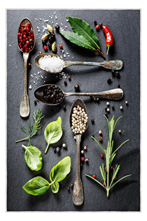 Lezzetle Gelen Stil Mutfakta Şıklığın Yeni Yolu Baharat Temalı Dekoratif Kaymaz Taban Halı