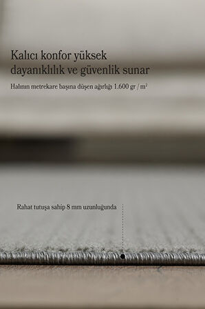 Modern Tasarımlı Salon Mutfak Koridor halısı  Düz Saçaklı Gri Renkli