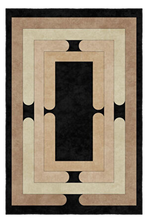 Stil Sahibi Mekanlara Yıkanabilir Kaymaz Geometrik Halı