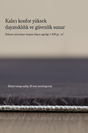 Modern Saçaklı Kaymaz Taban Tavşan Tüyü Kolay Temizlenebilir Yıkanabilir Salon Oturma Odası Yolluk Mutfak Halısı Gri Renk