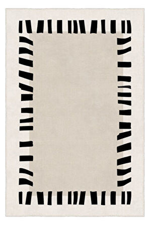 Zeminde Çerçeve Sanatı Asimetrik Kenarlıklı Modern Kaymaz Taban Halı