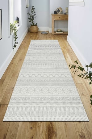 Modern Geometrik Tasarımlı Jüt Dokuma Loop Sisal Gri Renk Halı