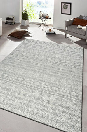 Modern Tasarımlı Jüt Dokuma Loop Sisal Gri Renk Halı