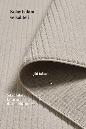 Modern Tasarımlı Salon  Mutfak  Koridor halısı  Düz Saçaklı Bej Renkli