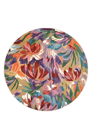 Zeminde Bir Tablo Fırça Dokunuşlu Modern Halı Tasarımı Yuvarlak Kaymaz Taban