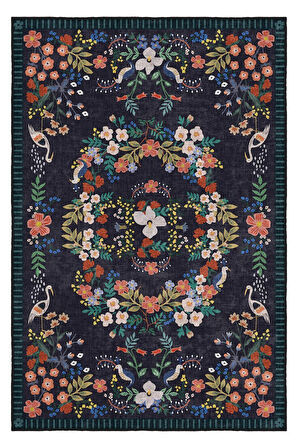 Her Adımda Bir Çiçek Her Desende Bir Kuş Sanatsal Kaymaz Taban Halı