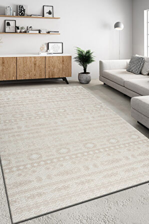 Modern Tasarımlı Jüt Dokuma Loop Sisal Bej Renk Halı