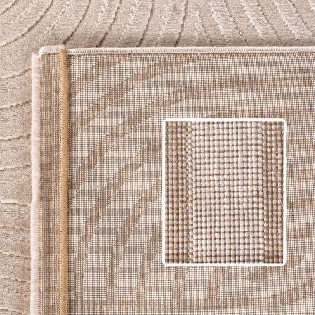 Kabartmalı Yumuşak Karo Desenli İskandinav Bohem Tarzı Halı Bej tonlarında