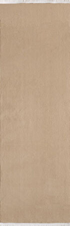 Modern Saçaklı Kaymaz Taban Tavşan Tüyü Kolay Temizlenebilir Yıkanabilir Salon Oturma Odası Yolluk Mutfak Halısı Bej Renk