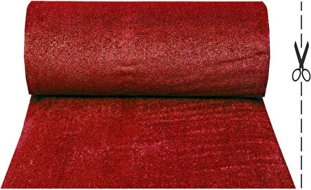 Çim Halı Suni Yapay 7 mm Hav Yüksekliği Dekoratif  Kesme Kaymaz Balkon Bahçe Teras Kırmızı Renkli Halı