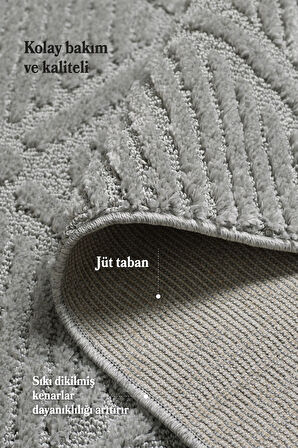 Yumuşak Peluş Tüylü İskandinav desenli Kabarık Bukleli Gri Renkli Halı