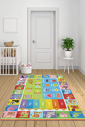 Minik Ayaklara Büyük Bilgiler: Eğlenceli Eğitim Halısı - Kaymaz Taban