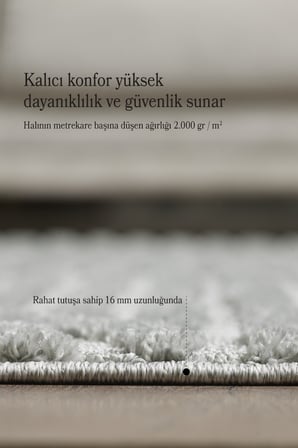 Yumuşak Peluş Tüylü İskandinav desenli Kabarık Bukleli Gri Renkli Halı
