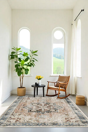 Doğal Işıkla Parlayan Desenler Klasik Dokunuşlu Modern Kaymaz Taban Halı