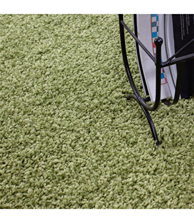 Yüksek Tüylü 30 mm Hav Yüksekliğinde Düz Yeşil Renkli Shaggy Halı