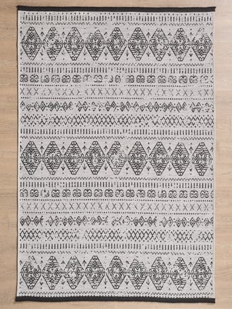Bohem Tarz Dekoratif Pamuk Taban Şönil Kilim Gri Renk Halı 