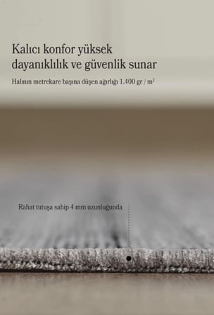 Bohem Tarz Dekoratif Pamuk Taban Şönil Kilim Gri Renk Halı 