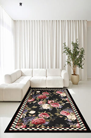 Her Adımda Bir Bahar Renkli Çiçeklerle Bezenmiş Kaymaz Taban Halı