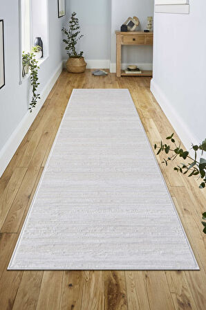 Pamuk Tabanlı Modern Tasarımlı  Sisal Çizgiili Krem Renk Halı