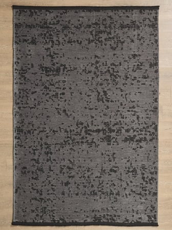 Bohem Tarz Geometrik Desenli Pamuk Taban Antrasit Renk Şönil Kilim