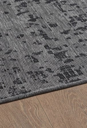 Bohem Tarz Geometrik Desenli Pamuk Taban Antrasit Renk Şönil Kilim
