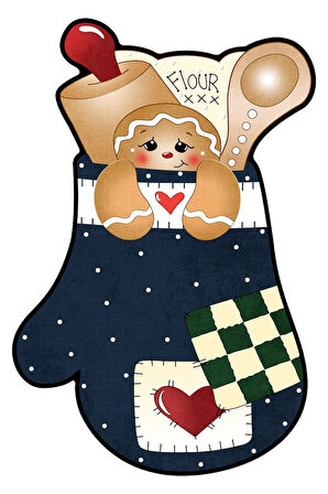 Tatlı Bir Dokunuş Fırın Eldiveni Formunda Neşe - Kaymaz Taban Mutfak Halısı