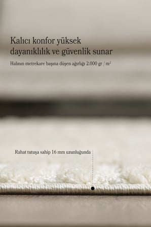Yumuşak Peluş Tüylü İskandinav desenli Kabarık Bukleli Krem Renkli Halı