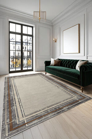 Modern Mimarlığın Zemindeki Yansıması Mermer Dokulu Çerçeveli Kaymaz Taban Halı