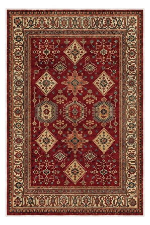 Gelenekten İlham, Modernlikten Stil Kırmızı Desenli Kaymaz Taban Salon Halısı