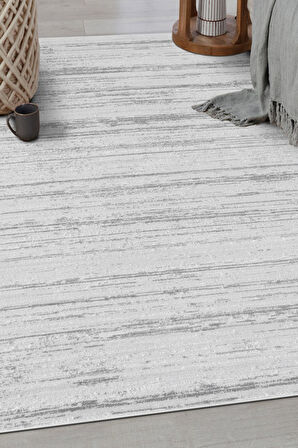 Pamuk Tabanlı Modern Tasarımlı  Sisal Çzigili Gri Renk Halı