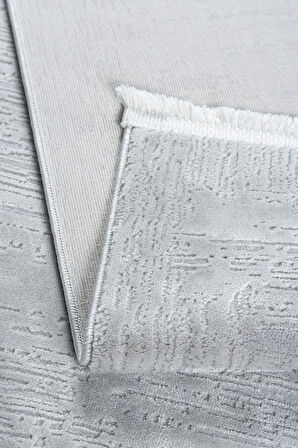 Distressed Pattern Eskitme Tasarımlı Pamuk Tabanlı Salon - Oturma Odası  Gri Renk Halı