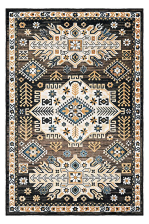 Salonunuza Kültürel Bir Dokunuş Geometrik ve Floral Desenli Kaymaz Taban Halı