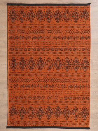 Bohem Tarz Dekoratif Pamuk Taban Şönil Kilim Terra Renk Halı 