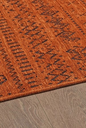 Bohem Tarz Dekoratif Pamuk Taban Şönil Kilim Terra Renk Halı 