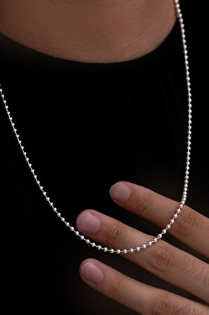 Erkek Gümüş Kolye - 3mm Top Zincir Model 925 Ayar Gümüş Erkek Kolye Zincir 24007980414