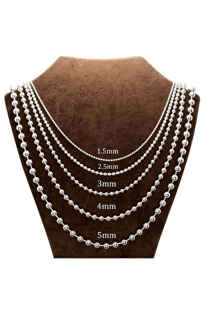 Erkek Gümüş Kolye - 5mm Top Zincir Model 925 Ayar Gümüş Erkek Kolye Zincir 24007980414