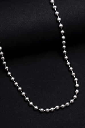 Erkek Gümüş Kolye - 5mm Top Zincir Model 925 Ayar Gümüş Erkek Kolye Zincir 24007980414