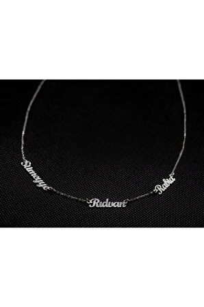 Üç İsimli Kadın Gümüş Kolye Zincir